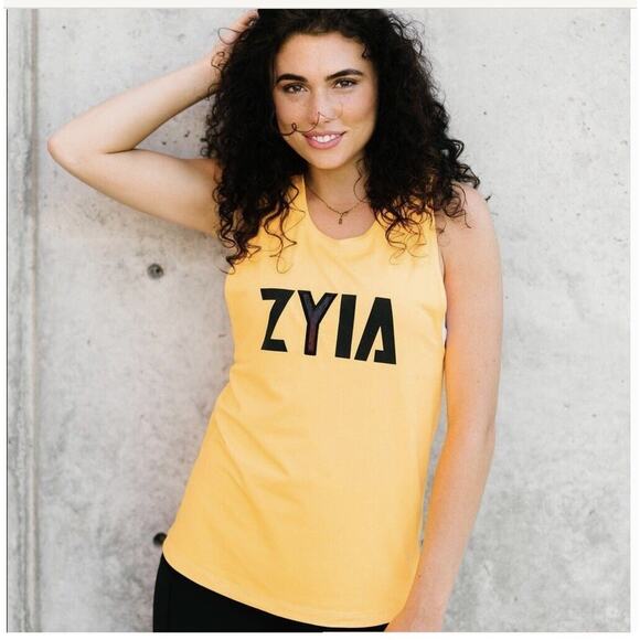 Zyia Active Sz XXL Bengal Tank Y Mesh Letter Sleeveless Yellow Orange Spell Out - Picture 1 of 10